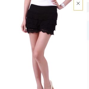 Lace Crochet Shorts - Black S
